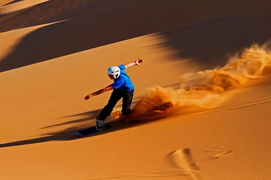 Sandboarding in Merzouga Desert