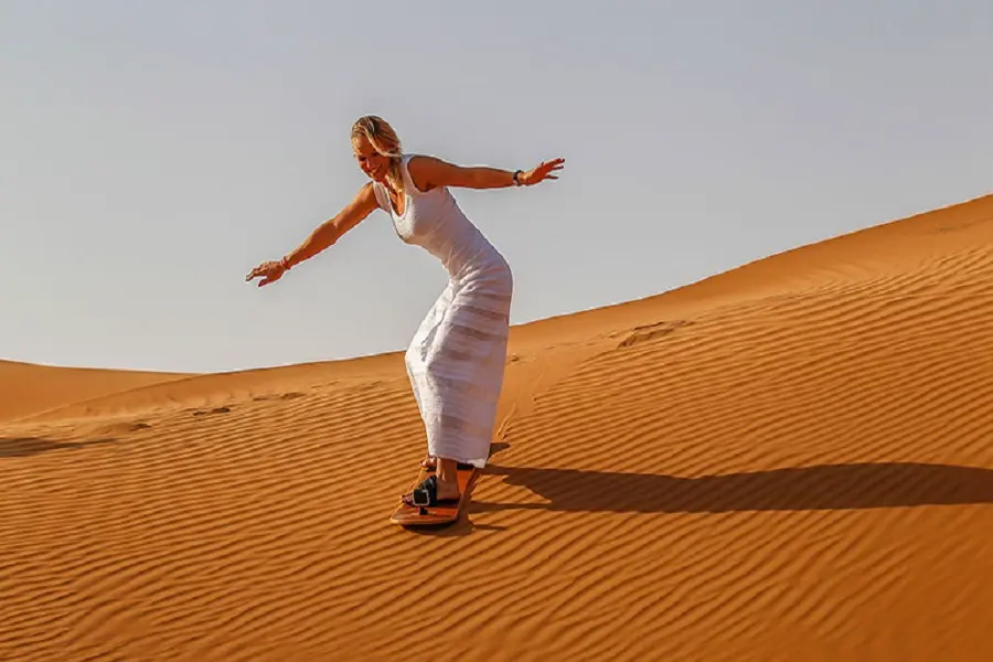 Sandboarding in Merzouga Desert